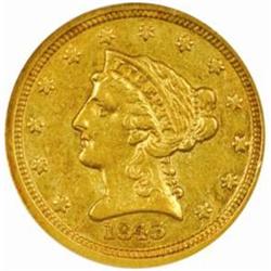 1843-C Lib. $2.5.Die State III. Sm Date. AU58 NGC