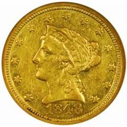 1848-C Liberty $2.5. Die State I/II AU-58 (NGC)
