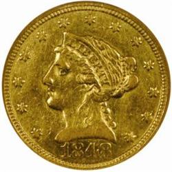 1848-C Liberty $2.5. Die State III AU-58 (NGC)