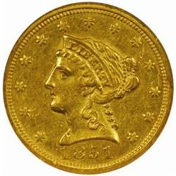 1851-C Liberty $2.5.The only known dies AU58 NGC