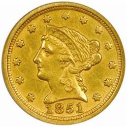 1851-D Liberty $2.5.The only known dies AU Detail