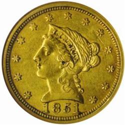 1851-O Liberty $2.5. Repunched Date AU-55 (NGC)