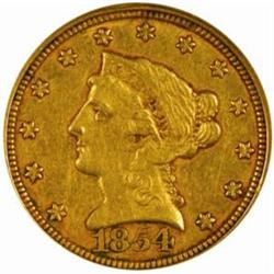 1854-C Liberty $2.5.The only known dies AU50 NGC