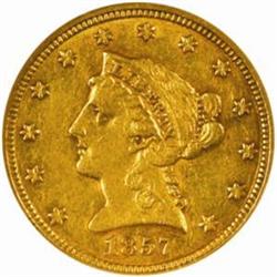 1857-O Liberty $2.5.The only known dies AU50 NGC