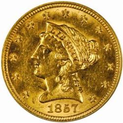 1857-S Liberty $2.5 MS-62 (PCGS)
