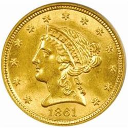 1861 Liberty $2.5 New Reverse MS63 (PCGS