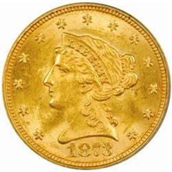 1873 Liberty $2.5 Open 3 MS-63 (PCGS)