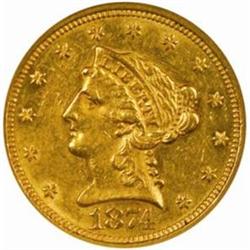 1874 Liberty $2.5 AU-58 (NGC)
