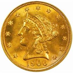 1906 Liberty $2.5 MS-64 (PCGS) OGH