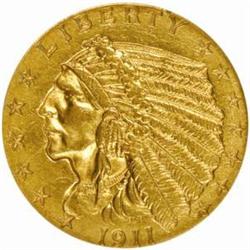 1911-D Indian $2.5. AU Details-Improper Clean NCS