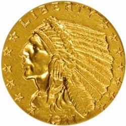 1911-D Indian $2.5. AU Details-Improper Clean NCS