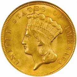 1854 Three-Dollar Gold Piece MS-63 (PCGS)
