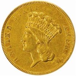 1854-O G$3. Winter Variety Two AU-50 (PCGS)