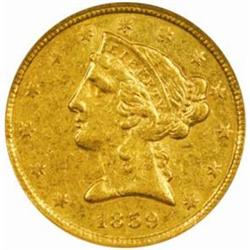 1859-C Liberty $5. The only known dies. AU55 NGC