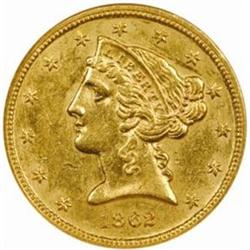 1862-S Liberty $5 MS-61 (NGC)