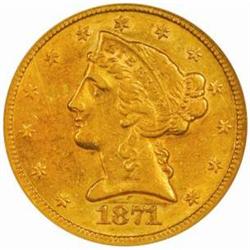 1871-CC Liberty $5 Winter 1-A AU-58 (NGC)