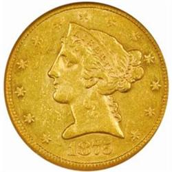1875-CC Liberty $5 Winter 2-B AU-55 (NGC)