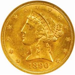 1890-CC Liberty $5. The only known dies MS61 (NGC