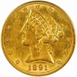1891-CC Liberty $5 Winter 2-A AU55 (PCGS)