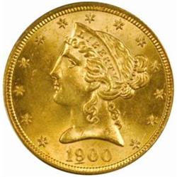 1900-S Liberty $5 MS-64 (PCGS) OGH