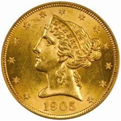1905-S Liberty $5. FS-501 Misplaced MM. MS62 PCGS
