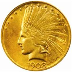 1908 Indian Eagle No Motto MS-64 (PCGS) OGH