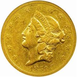 1851-O Liberty $20. Winter Variety One EF40 (NGC)