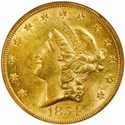 1854 Liberty Double Eagle Large Date AU-58 (NGC)