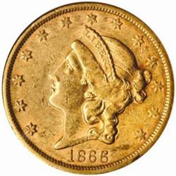 1866-S Liberty Double Eagle Motto AU-53 (NGC)