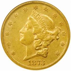 1873-S Liberty Double Eagle Open 3 AU-55 (NGC)