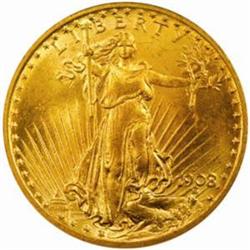 1908-D Saint-Gaudens $20. No Motto MS64 (NGC)