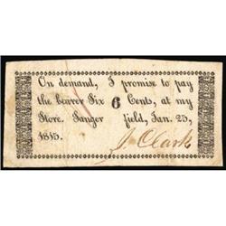 Sangerfield, NY Store Exchange 1-25-1815. 6Cs. VF