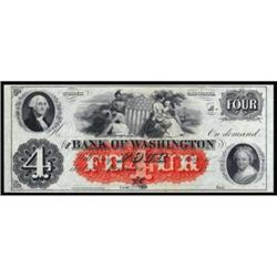 Washington, NC. Bank of Wash. $4 Remainder PMG