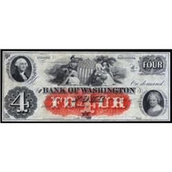 Washington, NC. Bank of Wash. $4 Remainder PMG