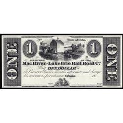 Urbana, OH Mad River & Lake Erie RR Co Proof $1