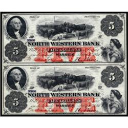 Warren, PA The North Western Bank. Uncut Pair $5