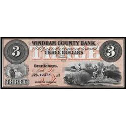 Brattleboro VT The Windham County Bank $3 PMG Gem