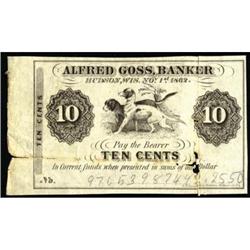 Hudson, WI Alfred Goss Banker 11-1-1862. 10C VG