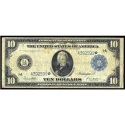 Fr 907a* 1914 $10 Federal Reserve Star. PCGS VG10