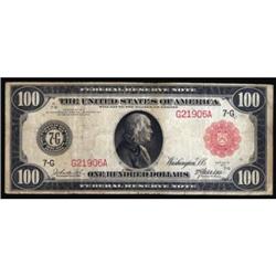 Fr 1078b 1914 $100 FRN Red Seal PMG VG10 Staining
