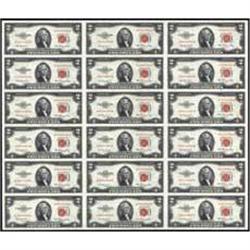 Fr 1509 1953 $2 LT Notes Uncut Sheet of 18