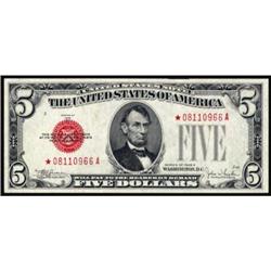 Fr 1530* 1928E $5 LT Star Note. PMG Gem Unc 66EPQ
