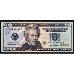 Fr 2091-F 2004A $20 FRN Serial GF44444444B PMG