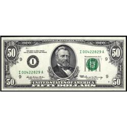 Fr 2114-I 1969 $50 FRN. PMG Gem Unc 66