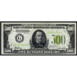 Fr 2201-G 1934 $500 FRN Light Green Seal PMG Ch