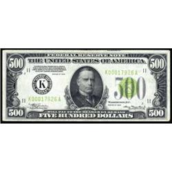 Fr 2201-K 1934 $500 FRN Light Green Seal PMG VF30