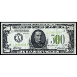 Fr 2201-L 1934 $500 FRN Light Green Seal PMG