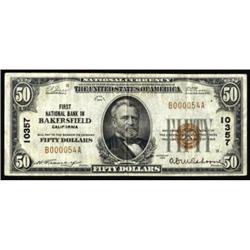 Bakersfield, CA $50 1929 Ty 1 FNB Charter#10357VF