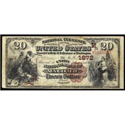 Macomb IL $20 1882 Brown Back.Fr 499 The Union NB