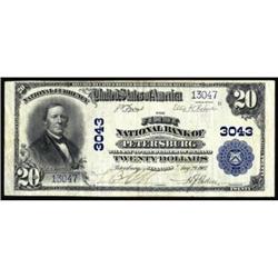 Petersburg, IL $20 1902 Plain Back Fr 650 The FNB